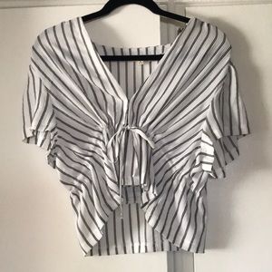 Black and white striped blouse